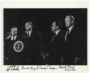Three Presidents Signed Photo -- Ronald Reagan, Jimmy Carter & Gerald Ford Sign This 10'' x 8'' Photo